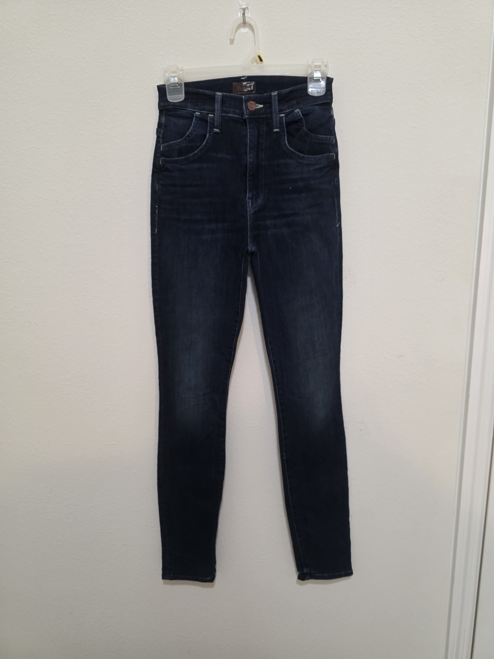 MOTHER High-Rise Skinny Jeans in Dark Indigo Wash